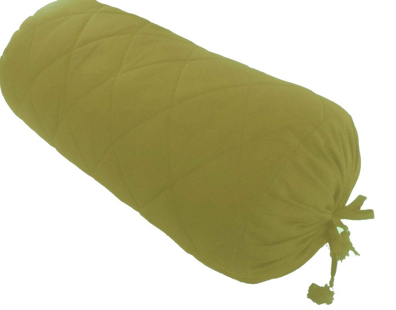 Saffron Quilted Bolster Divan Couch Cotton Removable Cover 8inch Diameter x 24 Length 20 x 60 cm Beige Set of 2 - Image 1