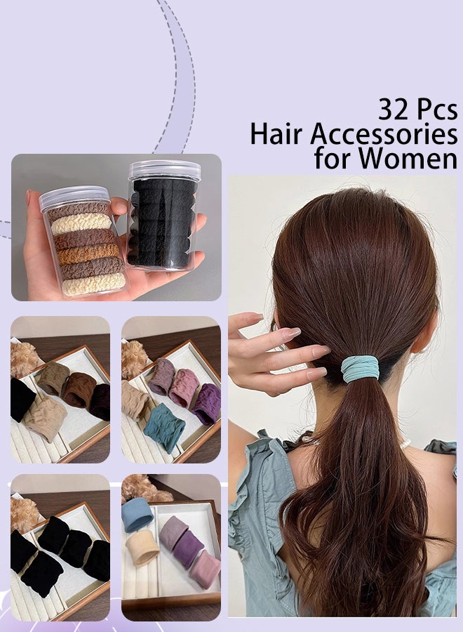 رويس 32 قطعة من أربطة الشعر المرنة الملونة للنساء، حامل ذيل حصان غير قابل للانزلاق، مناسب لليوجا والجري والمناسبات الخارجية، أربطة رأس مرنة بسيطة وعصرية للاستخدام اليومي - Image 1