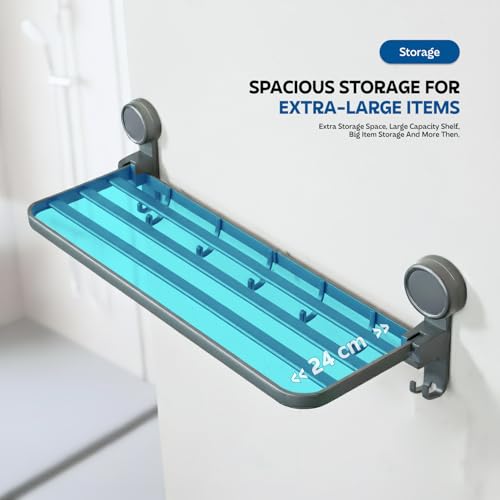 MIORAH India's First Suction Cup Towel Holder in Bathroom | Towel Rack for Bathroom | Towel Hangers | Suction Heavy Duty, No Drill, Accessories Set for Clothes | 24 Inch Grey - Image 5