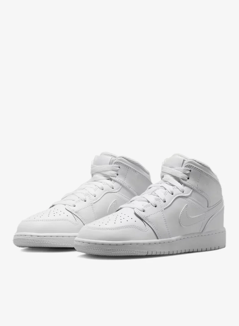 Jordan WHITE/WHITE-WHITE Youth Air Jordan 1 Mid  | Best Price UAE