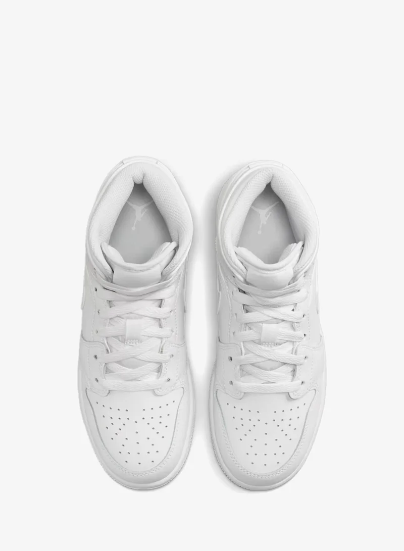 Jordan WHITE/WHITE-WHITE Youth Air Jordan 1 Mid  | Best Price UAE