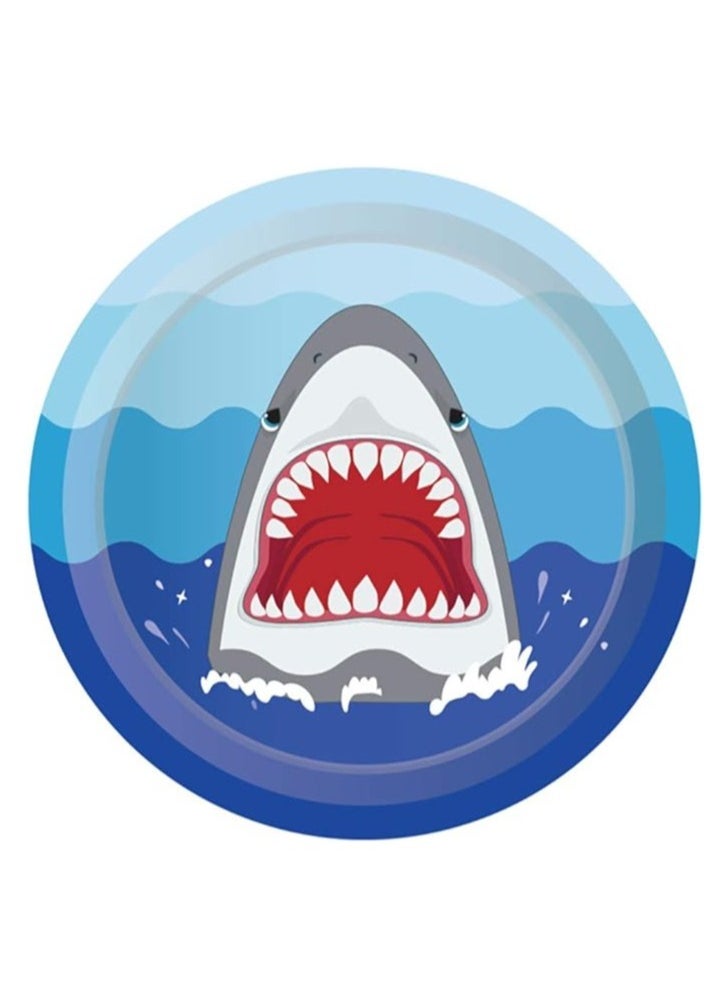Vitacelli - Shark Disposable Tableware Set, 69Pcs Shark Party Supplies with Plates (9inch And 7inch) Napkins Cups and Straws for Kids Birthday Baby Shower Pool Party Dinner Dessert - 8 Guests - Image 1