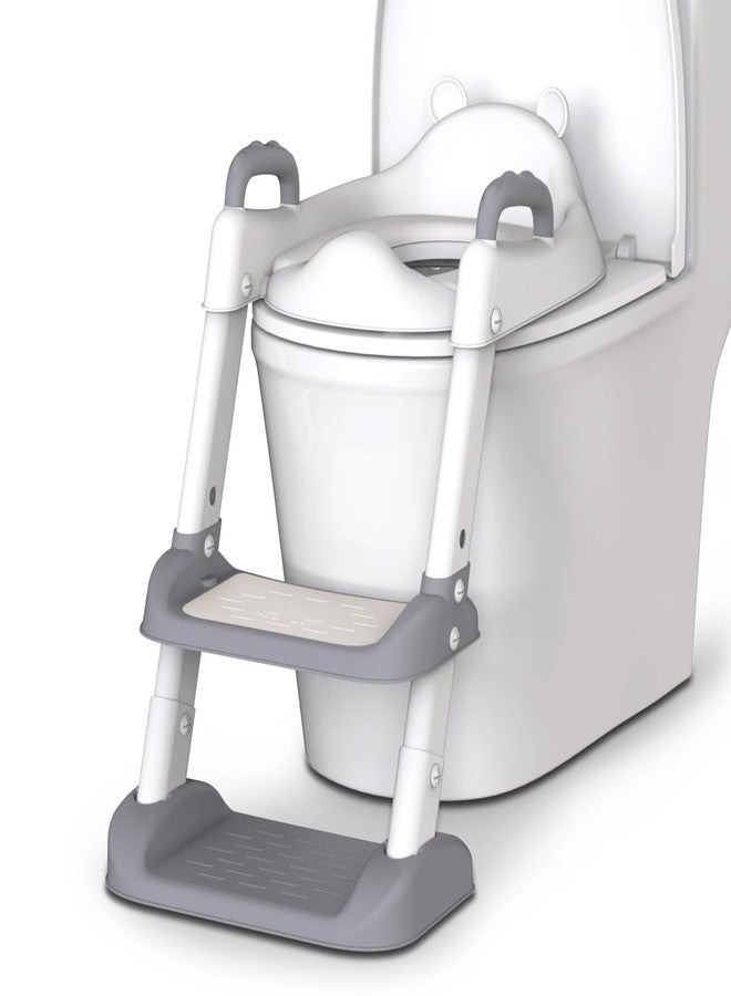 HBTower Potty Training Seat with Step Stool Ladder for Toddlers, Adjustable Kids Toilet Seat with Splash Guard, Anti-Slip Pads & Safety Handles, Comfortable Potty Chair for Boys & Girls (Grey) - Image 1