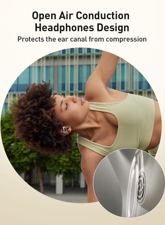 iWalk Open-Ear Headphones, True Wireless Headphones Bluetooth 5.4 Light Earbuds, Ultra Comfort Earhooks, 35H Playtimes, Clear Calls, Air Conduction Stereo Sound with 15mm Drivers for Workouts (Beige) - Image 4