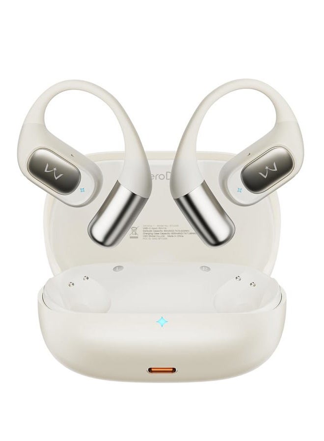 iWalk Open-Ear Headphones, True Wireless Headphones Bluetooth 5.4 Light Earbuds, Ultra Comfort Earhooks, 35H Playtimes, Clear Calls, Air Conduction Stereo Sound with 15mm Drivers for Workouts (Beige) - Image 1