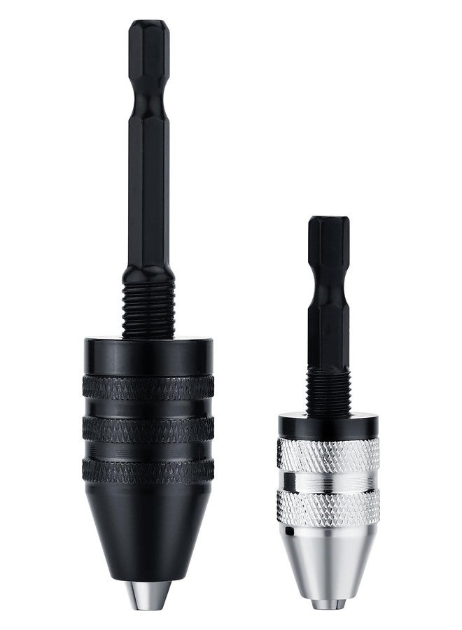 Valkynos 2Pcs Drill Chuck Adapter Keyless, 1/4 Inch Hex Shank, Carbon Steel, Quick Change, Compatible with Cordless Power Screwdriver, Drill - Image 1