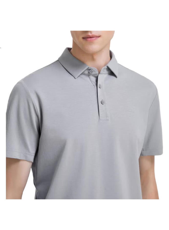 Youngor Men'S Summer Youth Men'S Business Casual Short Sleeve Polo Shirt Grey L - Image 3
