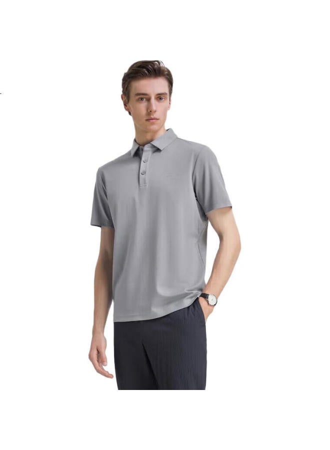 Youngor Men'S Summer Youth Men'S Business Casual Short Sleeve Polo Shirt Grey L - Image 2