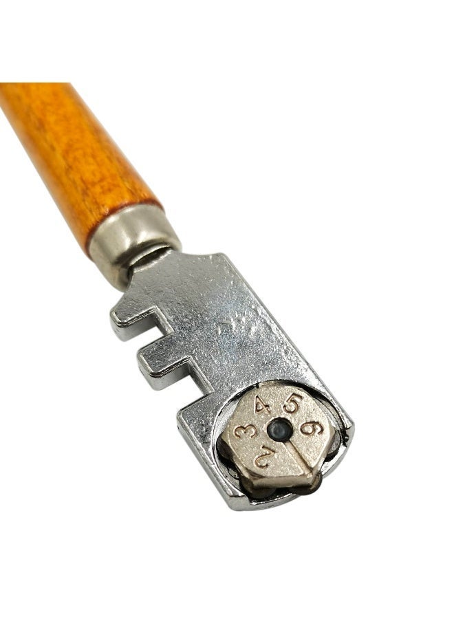 TOTAL Glass Cutter THT561301 130mm Professional Glass Cutting Tool, Tungsten Carbide Cutting Wheel, Wooden Handle Glass Cutter, Multi Position Cutting Head, Precision Glass Scoring Tool for Window Mirror Tile Sheet Glass DIY Repair - Image 4