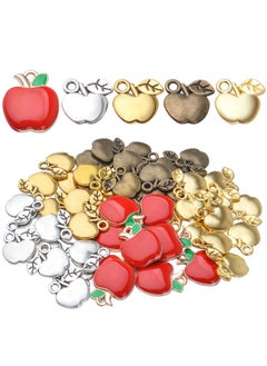 BronaGrand 50Pcs Alloy Apple Charms Enamel Fruit Charms Fruit Charm Pendants Apple Bead Charm Crafts Supplies For Diy Earrings Necklace Bracelet Jewelry Making Accessories5 Colors  - Image 1