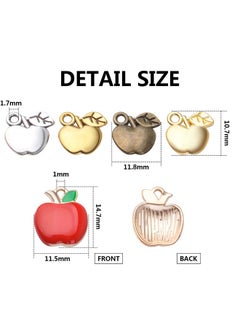 BronaGrand 50Pcs Alloy Apple Charms Enamel Fruit Charms Fruit Charm Pendants Apple Bead Charm Crafts Supplies For Diy Earrings Necklace Bracelet Jewelry Making Accessories5 Colors  - Image 3