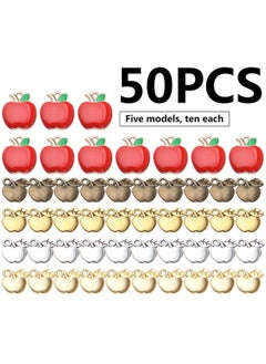 BronaGrand 50Pcs Alloy Apple Charms Enamel Fruit Charms Fruit Charm Pendants Apple Bead Charm Crafts Supplies For Diy Earrings Necklace Bracelet Jewelry Making Accessories5 Colors  - Image 2
