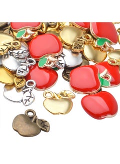 BronaGrand 50Pcs Alloy Apple Charms Enamel Fruit Charms Fruit Charm Pendants Apple Bead Charm Crafts Supplies For Diy Earrings Necklace Bracelet Jewelry Making Accessories5 Colors  - Image 4
