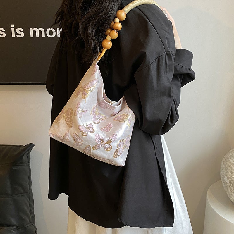 حقيبة كتف حريرية مطرزة نسائية - Image 4
