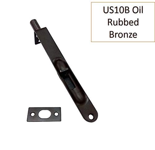 QCAA Solid Brass Flush Bolt, Round Shape, 6", Solid Brass, US10B ORB (Oil-Rubbed Bronze), 1 Pack, Made in Taiwan - Image 3