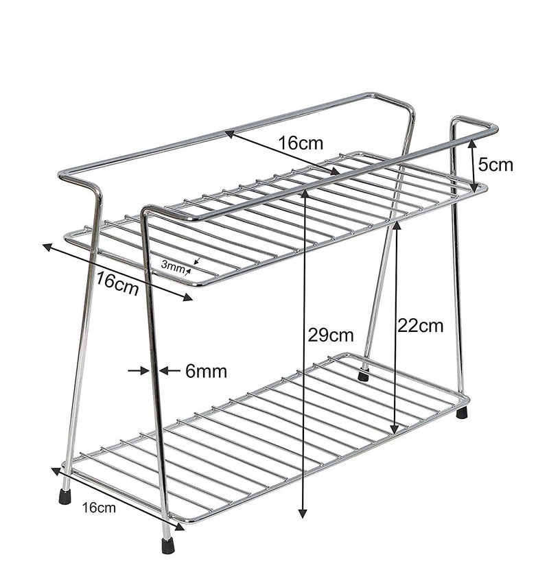 CR18 COLLECTION COMBO SET OF 2 PCS Stainless Steel 2-Tier Rack Shelf, 38 x 15 x 28 cm, Silver(COMBO SET OF 2 PCS RACKS) - Image 5