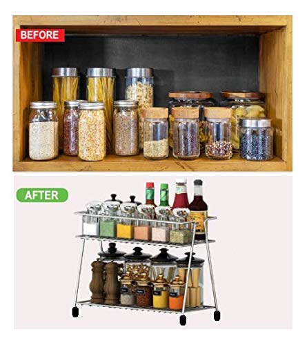 CR18 COLLECTION COMBO SET OF 2 PCS Stainless Steel 2-Tier Rack Shelf, 38 x 15 x 28 cm, Silver(COMBO SET OF 2 PCS RACKS) - Image 3