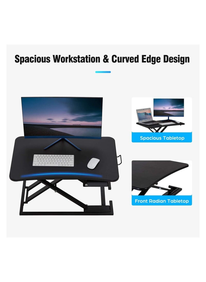 Chulovs Height adjustable standing desk converter, sit to stand desk riser, stand up desk riser, ergonomic home office computer workstation  - Image 5