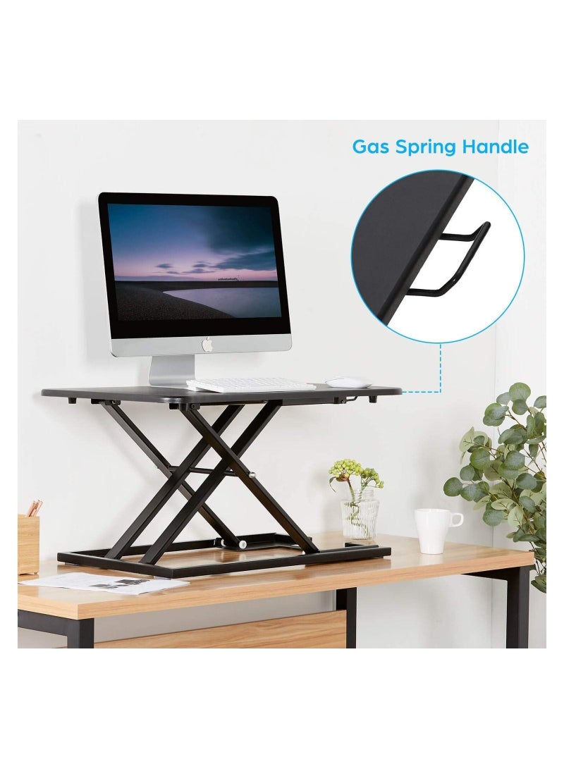 Height adjustable standing desk converter, sit to stand desk riser, stand up desk riser, ergonomic home office computer workstation