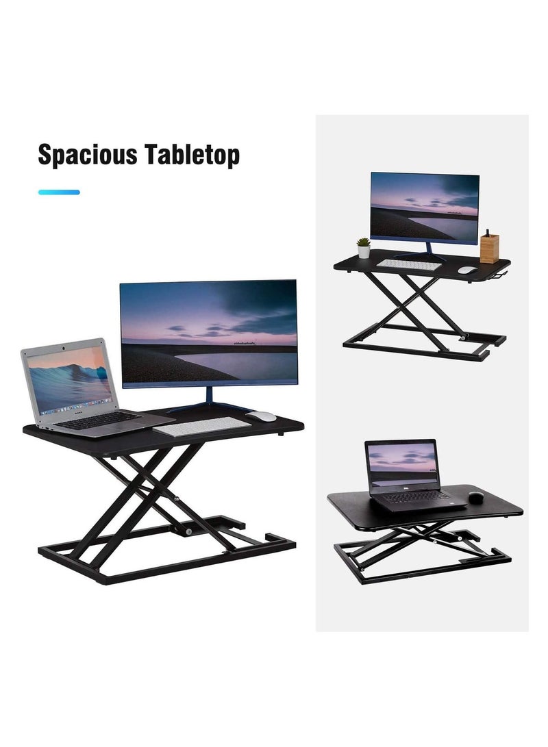 Height adjustable standing desk converter, sit to stand desk riser, stand up desk riser, ergonomic home office computer workstation