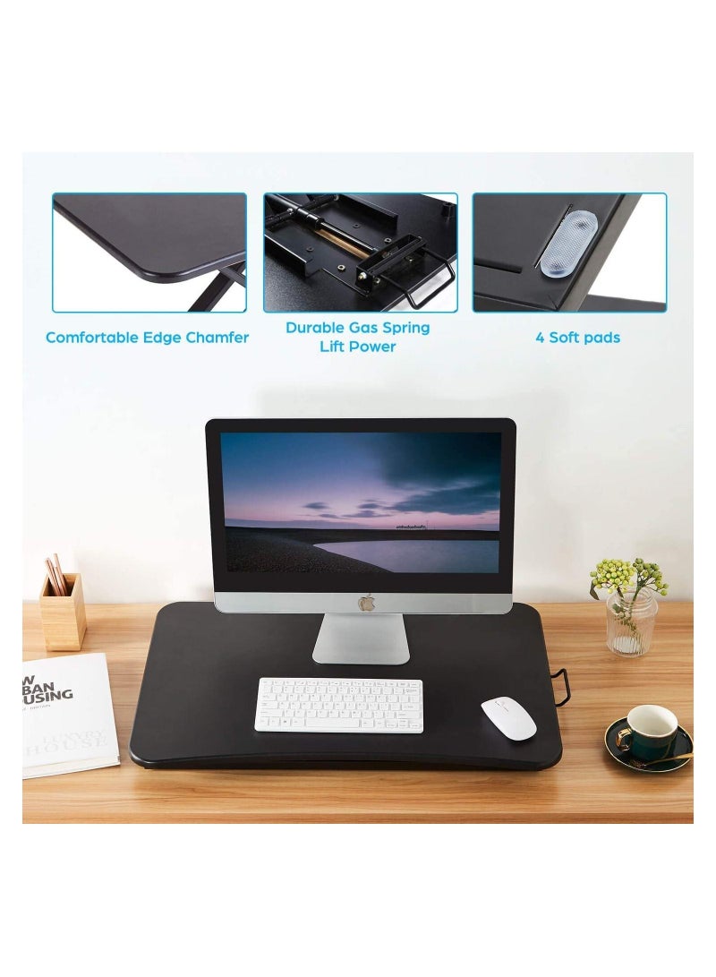 Height adjustable standing desk converter, sit to stand desk riser, stand up desk riser, ergonomic home office computer workstation