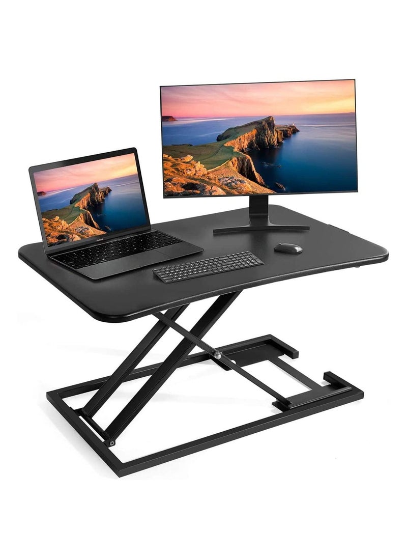 Chulovs Height adjustable standing desk converter, sit to stand desk riser, stand up desk riser, ergonomic home office computer workstation  - Image 1