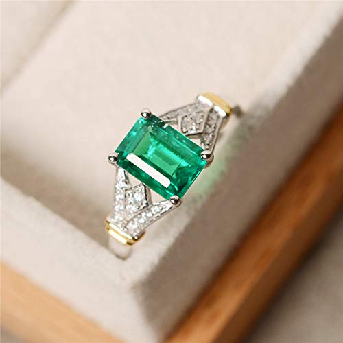 Goldenchen Fashion Jewelry Elegant Women 14k White Gold Filled Square Cut Emerald Gemstone Birthstone Wedding Bridal Band Ring Size 6-10 (6) - Image 4