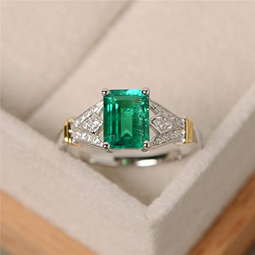 Goldenchen Fashion Jewelry Elegant Women 14k White Gold Filled Square Cut Emerald Gemstone Birthstone Wedding Bridal Band Ring Size 6-10 (6) - Image 3