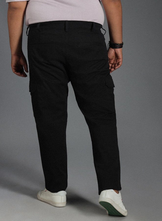 HIGH STAR Men's Black Cotton Blend Solid Pattern Full Length Cargo Regular Fit Trouser  - Image 5