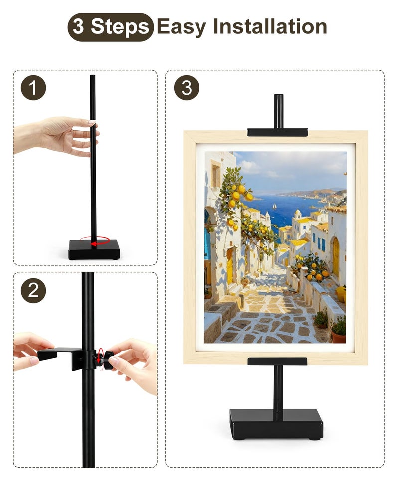 Victawks Adjustable Tabletop Easel Stand, Picture Easels for Display Up to 17" H, Black Metal Picture Frame Holder Stand Table for Art, Photo (1 Pack) - Image 5