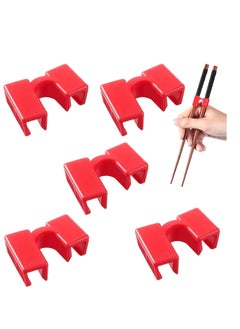 Chopstick Helpers 5 Pieces Reusable Chopstick Helpers Training Chopsticks BPA Free POM Fon Toxic Non Slippery for Many Age Beginner Trainers or Learner Left or Right Hand Red