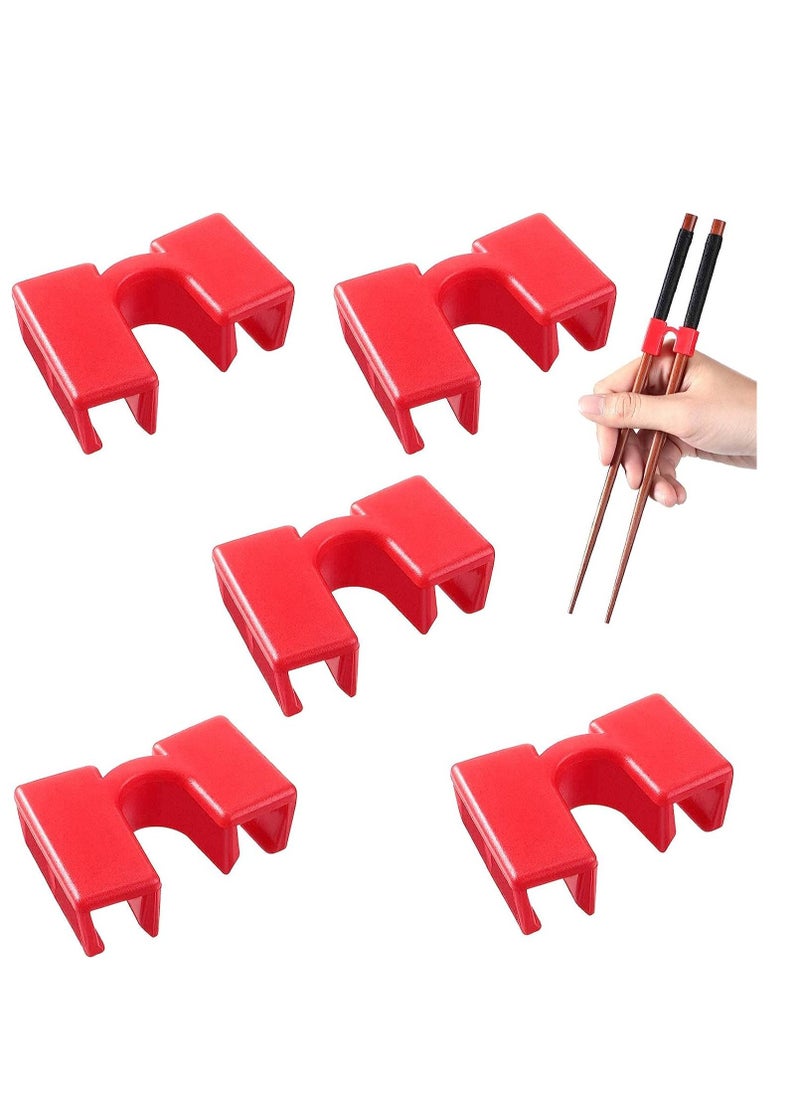 SYOSI - Chopstick Helpers 5 Pieces Reusable Chopstick Helpers Training Chopsticks BPA Free POM Fon Toxic Non Slippery for Many Age Beginner Trainers or Learner Left or Right Hand Red - Image 1