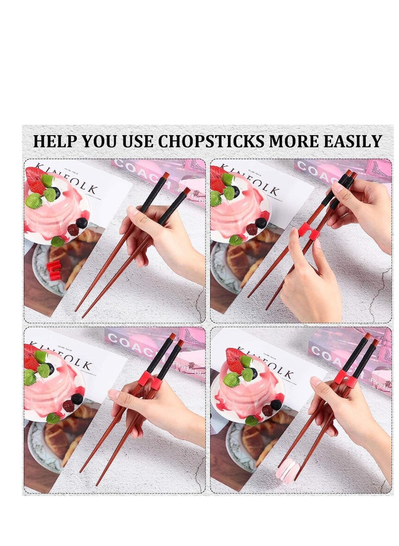 SYOSI - Chopstick Helpers 5 Pieces Reusable Chopstick Helpers Training Chopsticks BPA Free POM Fon Toxic Non Slippery for Many Age Beginner Trainers or Learner Left or Right Hand Red - Image 1