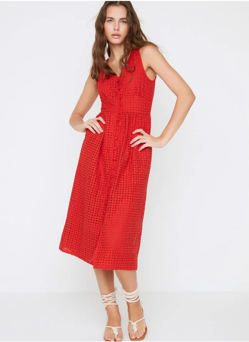 trendyol Knitted Broderie Detail Dress