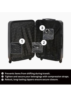 GIORDANO GIORDANO Logo Series Check-In Medium Suitcase Black, ABS Hard Shell Lightweight Durable 4 Wheels Luggage Trolley Bag 24" With Secure 3 Digit Number Lock.  - Image 5