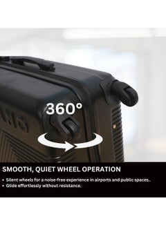 GIORDANO GIORDANO Logo Series Check-In Medium Suitcase Black, ABS Hard Shell Lightweight Durable 4 Wheels Luggage Trolley Bag 24" With Secure 3 Digit Number Lock.  - Image 3