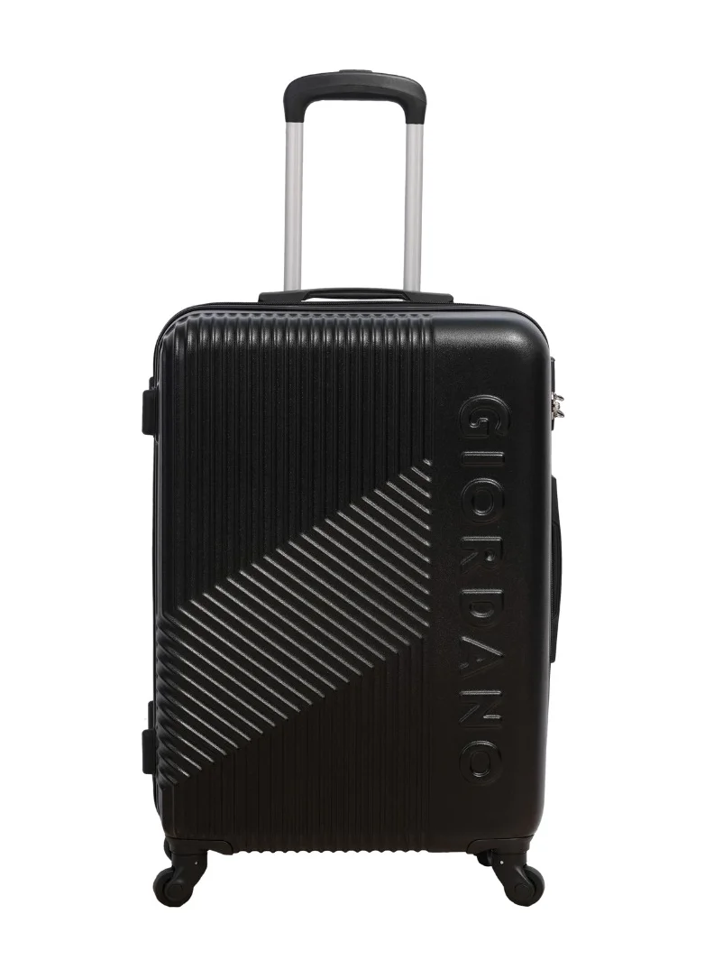 جيوردانو GIORDANO Logo Series Check-In Medium Suitcase Black, ABS Hard Shell Lightweight Durable 4 Wheels Luggage Trolley Bag 24" With Secure 3 Digit Number Lock.