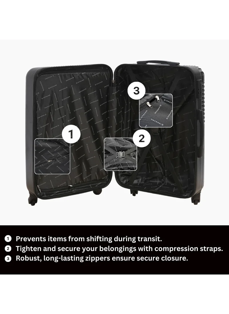 جيوردانو GIORDANO Logo Series Check-In Medium Suitcase Black, ABS Hard Shell Lightweight Durable 4 Wheels Luggage Trolley Bag 24" With Secure 3 Digit Number Lock.