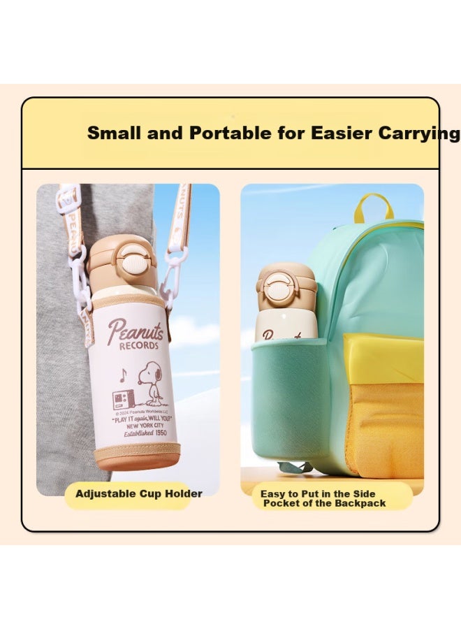 Snoopy كوب سناوبي للأطفال بسعة كبيرة من الفولاذ المقاوم للصدأ 316 مع قشة، زجاجة ماء للذكور والإناث، طلاب، كوب شرب محمول مزدوج - Image 5