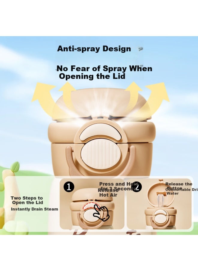 Snoopy كوب سناوبي للأطفال بسعة كبيرة من الفولاذ المقاوم للصدأ 316 مع قشة، زجاجة ماء للذكور والإناث، طلاب، كوب شرب محمول مزدوج - Image 4