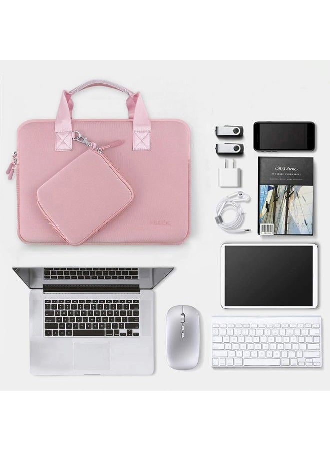 HSEOK Water-Repellent Laptop Sleeve Bag Compatible 13-13.3 Inch MacBook Air Pro, Surface Laptop, Notebook Handbag with Small Case, Baby Pink - Image 5