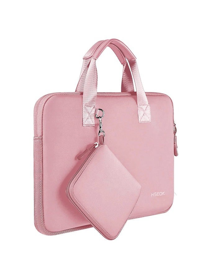 HSEOK Water-Repellent Laptop Sleeve Bag Compatible 13-13.3 Inch MacBook Air Pro, Surface Laptop, Notebook Handbag with Small Case, Baby Pink - Image 1