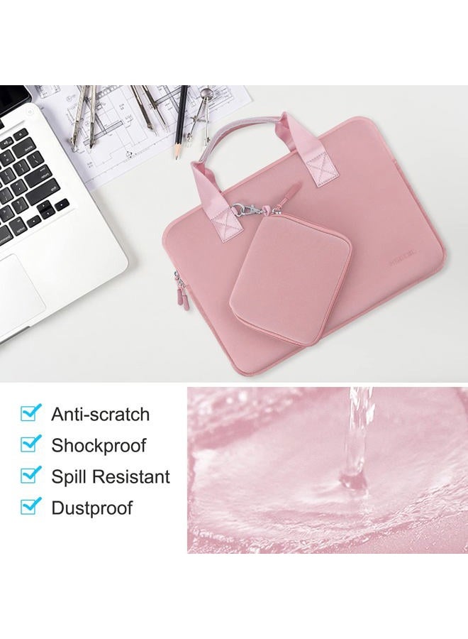 HSEOK Water-Repellent Laptop Sleeve Bag Compatible 13-13.3 Inch MacBook Air Pro, Surface Laptop, Notebook Handbag with Small Case, Baby Pink - Image 4