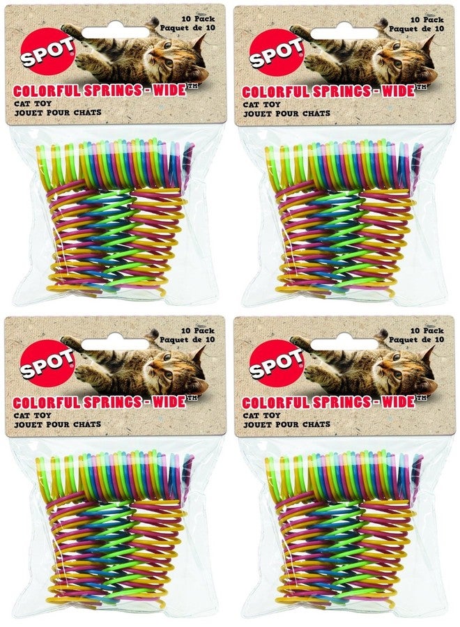 (4 Pack) Ethical Pet Wide Durable Heavy Gauge Plastic Colorful Springs Cat Toy, 10 Count Per Pack