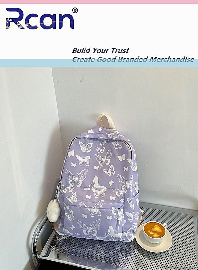 Rcan Large Capacity Butterfly Backpack for Women Girl Leisure Bag Lightweight Waterproof Nylon Fabric Daypack for School Sports Travel Work Business - Image 1