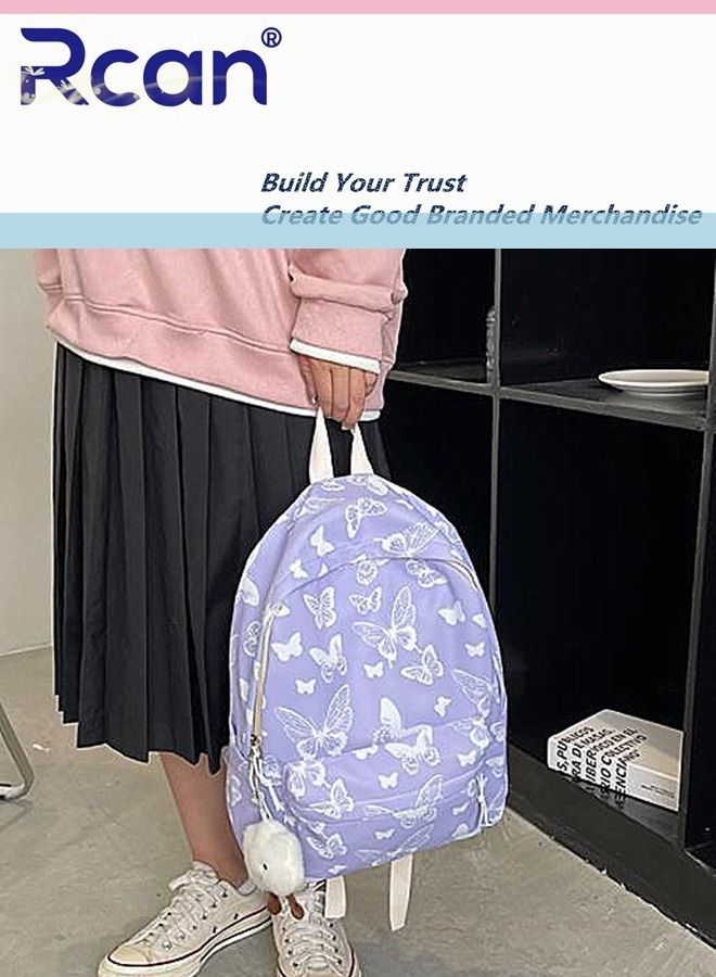 Rcan Large Capacity Butterfly Backpack for Women Girl Leisure Bag Lightweight Waterproof Nylon Fabric Daypack for School Sports Travel Work Business - Image 2