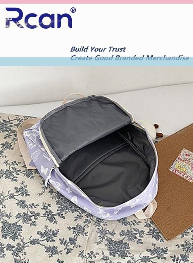 Rcan Large Capacity Butterfly Backpack for Women Girl Leisure Bag Lightweight Waterproof Nylon Fabric Daypack for School Sports Travel Work Business - Image 3