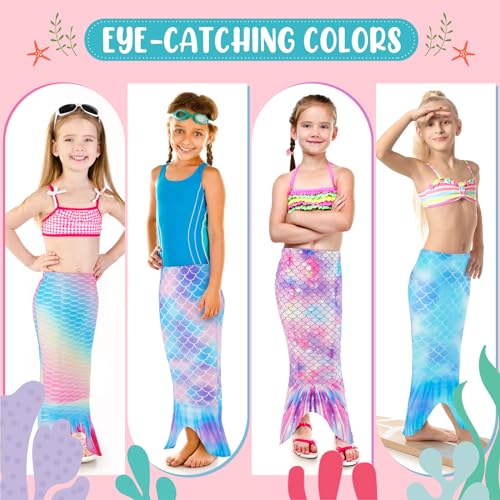 Toulite 4 Pcs Mermaid Tail for Party Favor Mermaid Tails for Girls Dress up for Party GiftsSize 6Cute Color - Image 5