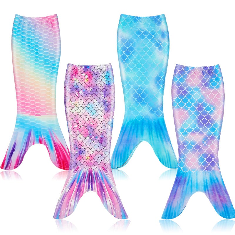 Toulite 4 Pcs Mermaid Tail for Party Favor Mermaid Tails for Girls Dress up for Party GiftsSize 6Cute Color - Image 2