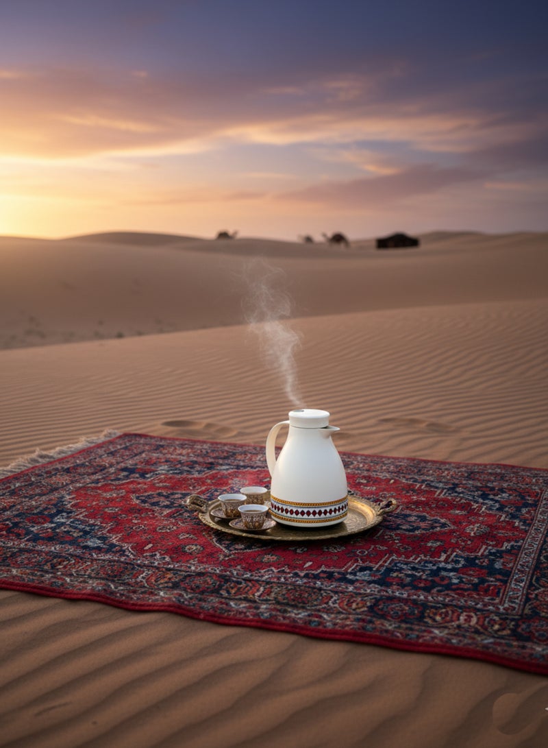 BASURRAH Saudi Heritage Thermal Coffee and Tea Flask – 1L Capacity with Traditional Decorative Design – Long-Lasting Heat Retention and Elegant Style for Majlis and Hospitality – Saudi Coffee Edition - Image 2